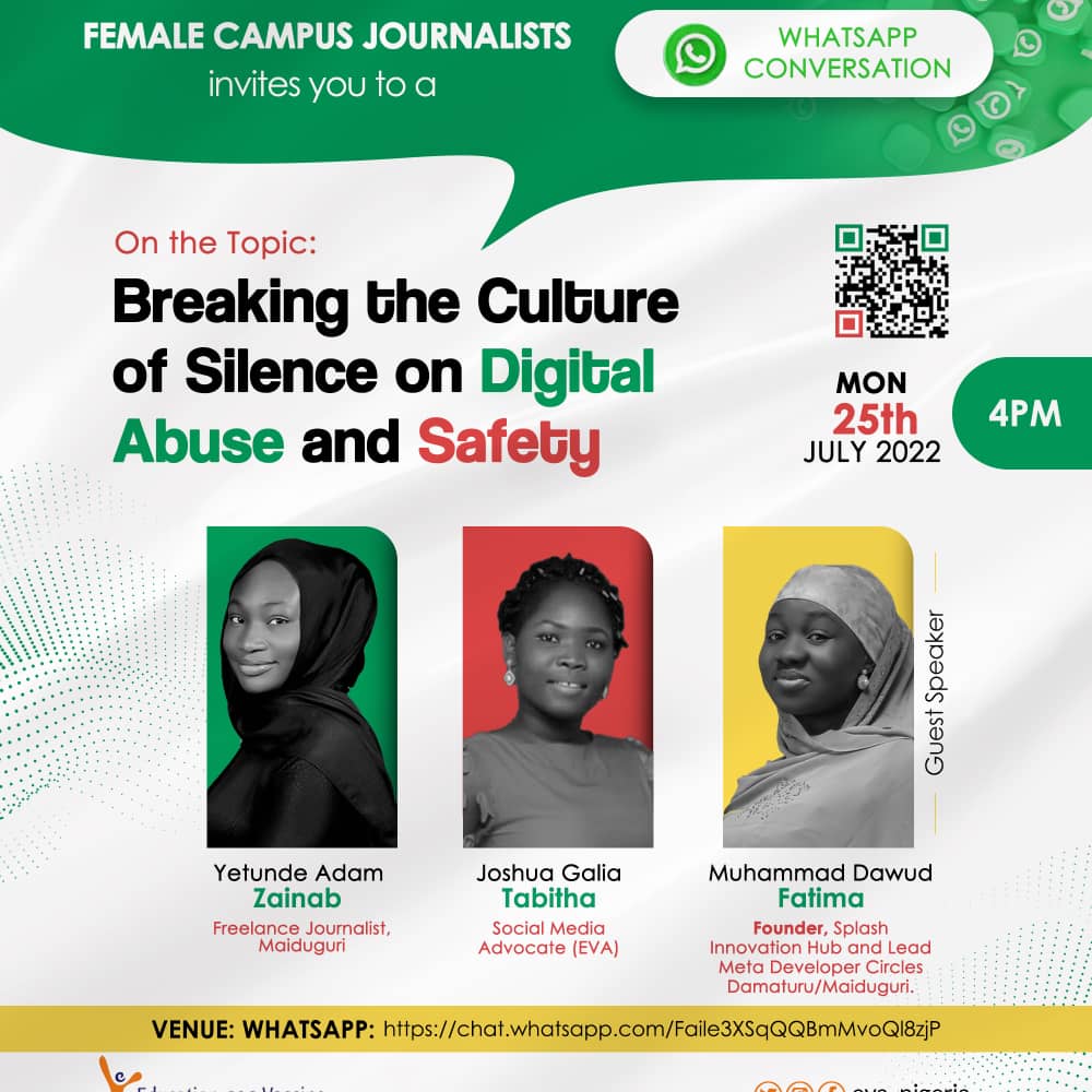 Female journalism students spreading awareness on digital rights and gender-based violence.